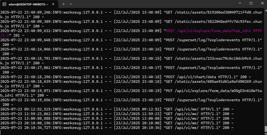 Superset Terminal Log